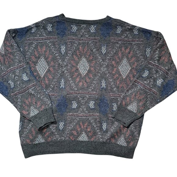 VTG Jantzen Sweater Mens XL Aztec Western Grandpa 90s Mohair Blend Chunky Knit - Picture 2 of 8